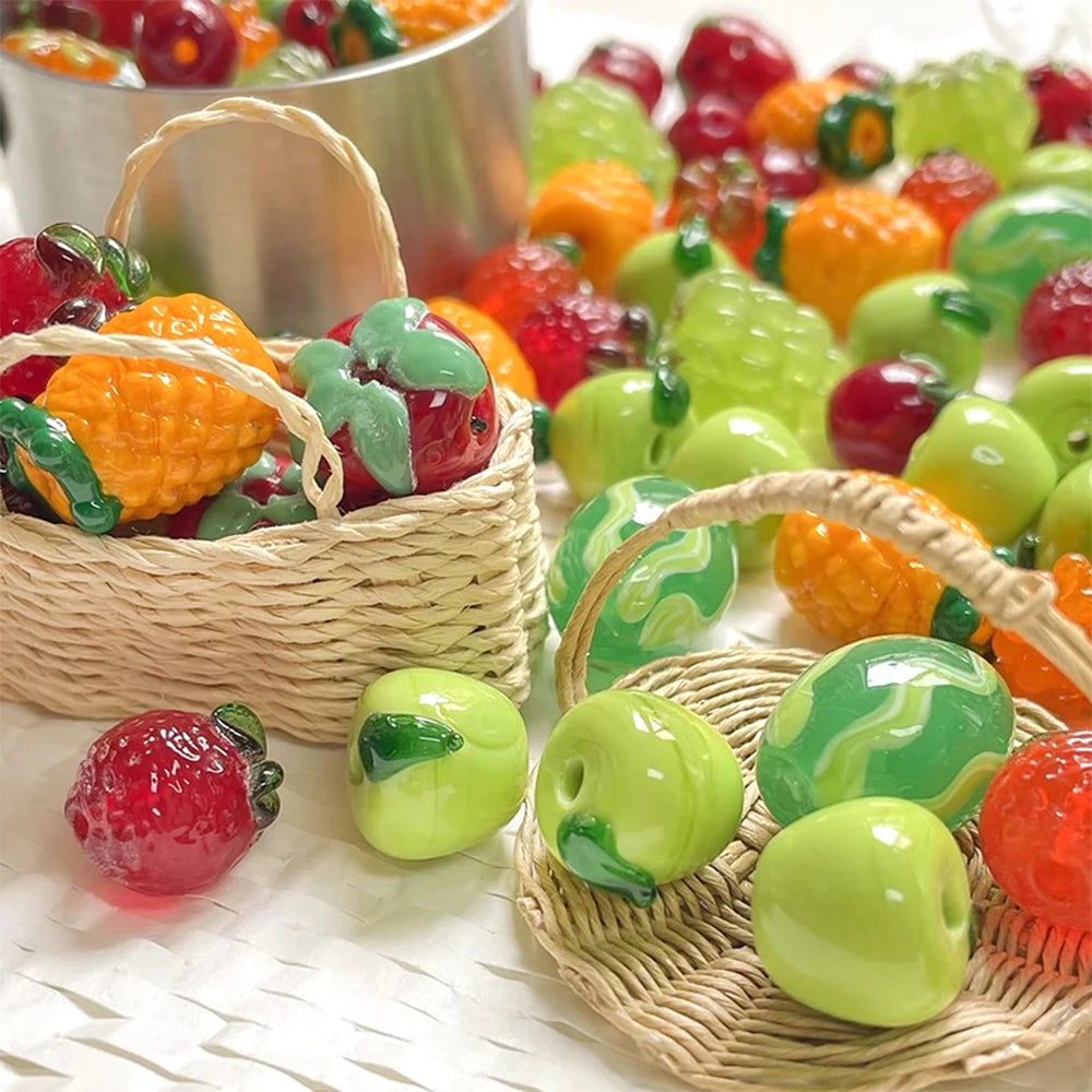 Pineapple & Green Watermelon Glass Beads – DIY Jewelry Making Materials for Necklaces, Bracelets & Clothing Accessories