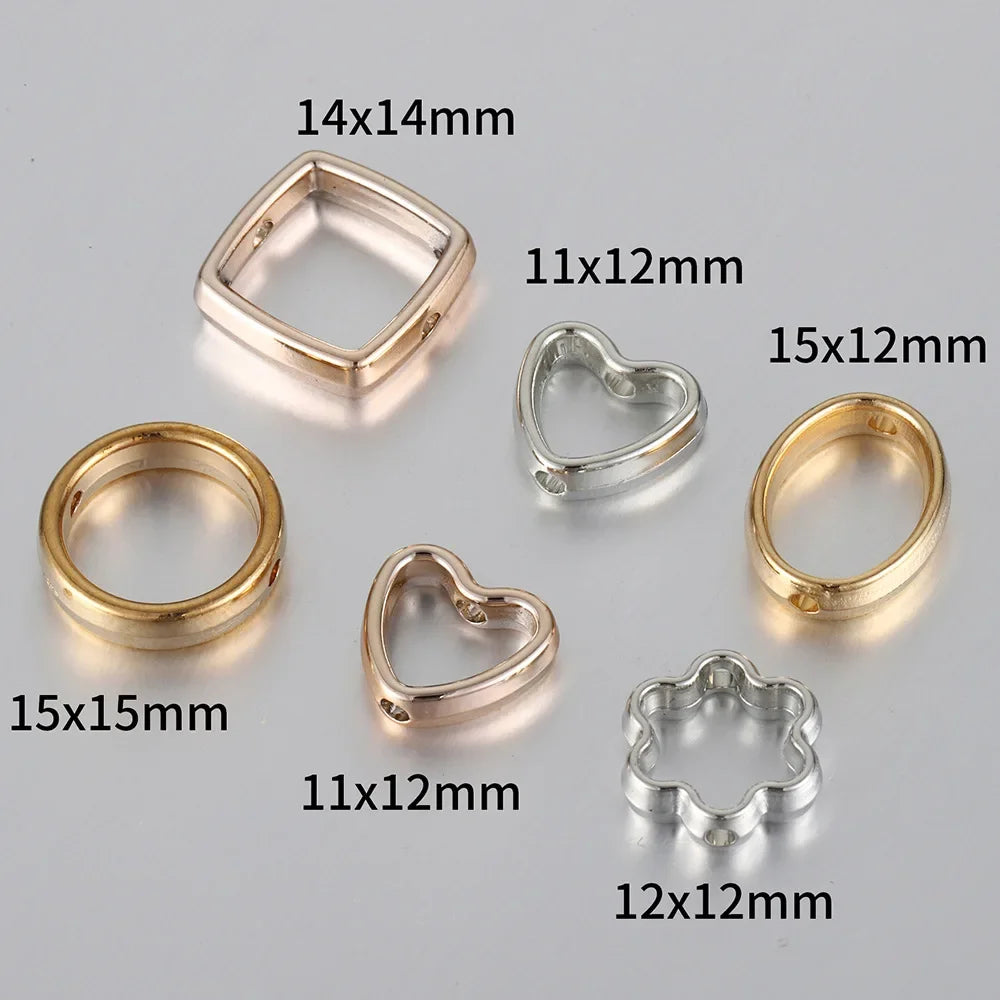 50PCS Heart Frame Spacer Beads – Gold/Silver CCB Wrapped Love Beads for DIY Jewelry Making